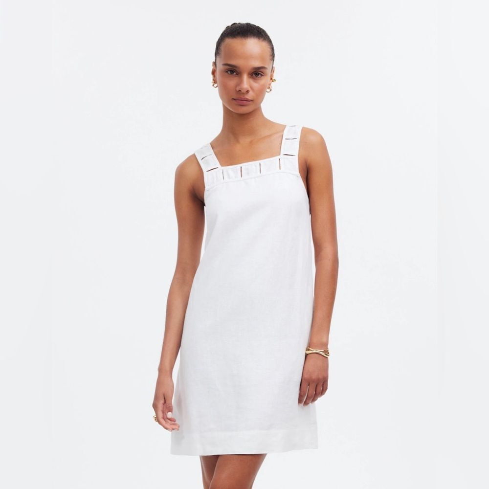 Madewell NWT Embroidered Tank Mini Dress in Linen Size 2 in Eyelet White